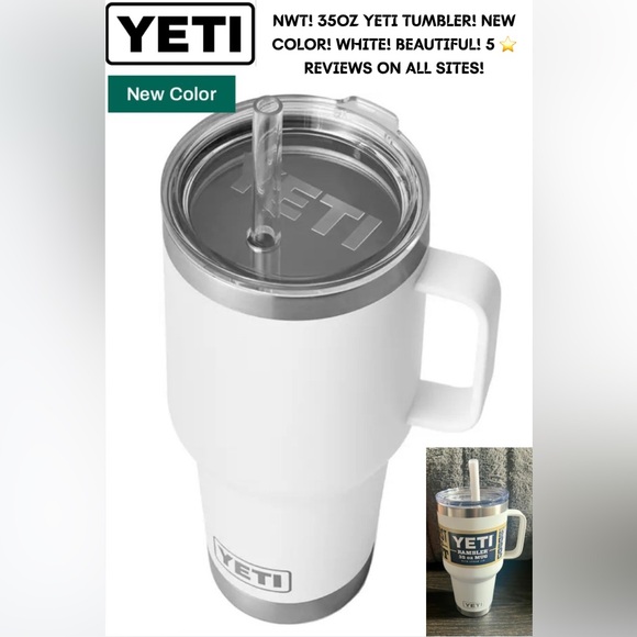 Yeti Accessories - NWT! YETI WHITE MUG TUMBLER W/ CLEAR STRAW & LID! 5 ⭐️’S ON ALL SITES!